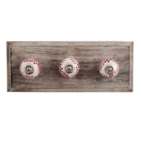 Light Brown Leaf Ceramic Wooden Hooks